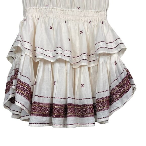 LoveShackFancy Embroidered Popover Ruffle Mini Dress Antique White Size 1 - Picture 6 of 9